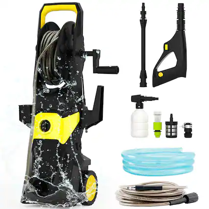 Front. Topteng - 1200W Electric Pressure Washer-3000 PSI, 2.6 GPM Flow, with Adjustable Nozzles&Integrated Storage, Portable for Car&Home.