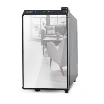 Front. Black+Decker - BLACK+DECKER Wine Cooler 8 Bottle, Wine Fridge Thermoelectric with Mirrored Front - Black.