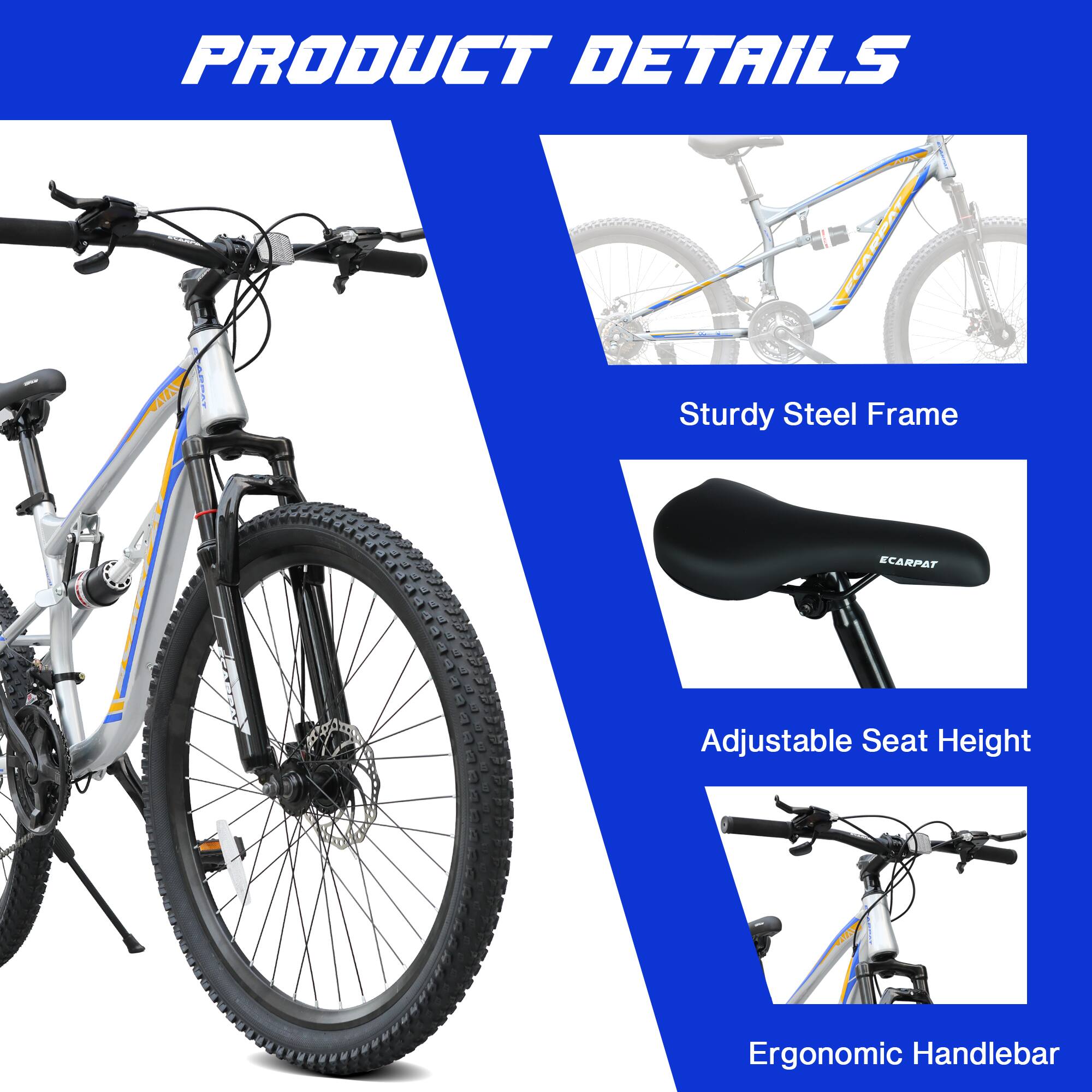 PRODUCT DETAILS

- Sturdy Steel Frame
- ECARPAT Adjustable Seat Height
- Ergonomic Handlebar