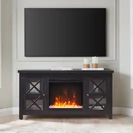 Camden&Wells - Portland Crystal Fireplace TV Stand for Most TVs up to 55" - Obsidian