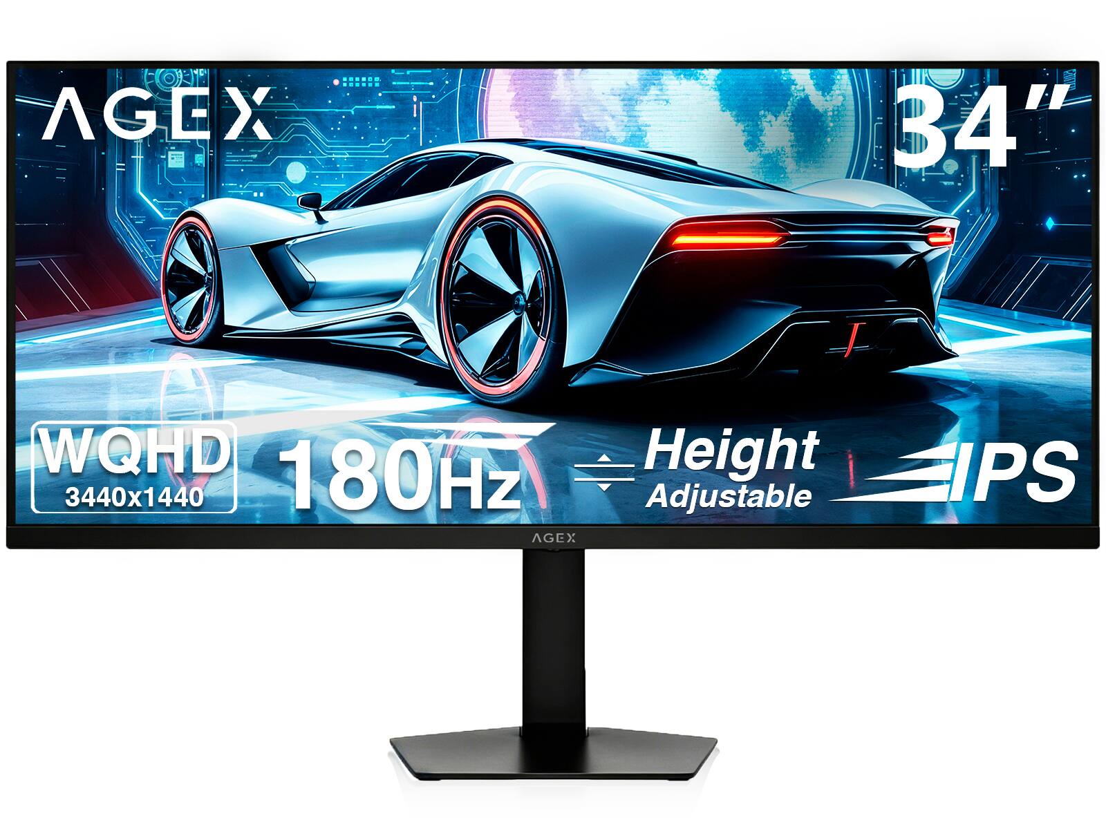 AGEX  
34"  
WQHD 180Hz  
Height Adjustable  
IPS  
3440x1440