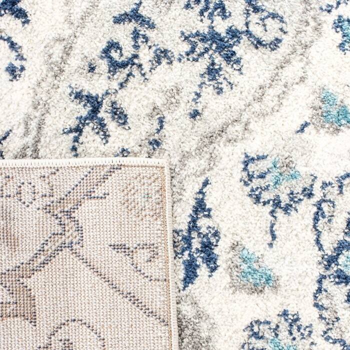 Angle. Hivvago - 3' x 5' Coastal Blue Grey Damask Indoor Area Rug - Blue, Grey.