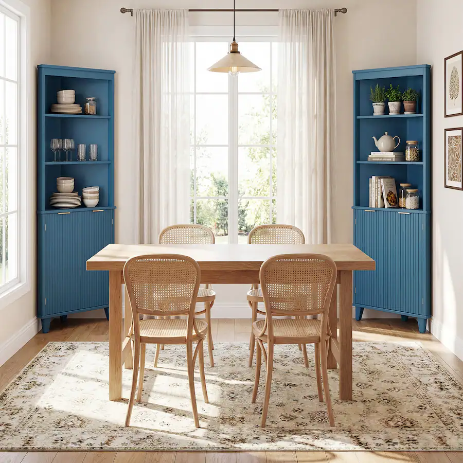 Costway 68" Tall Corner Cabinet with Fluted Doors, Modern Bathroom ...