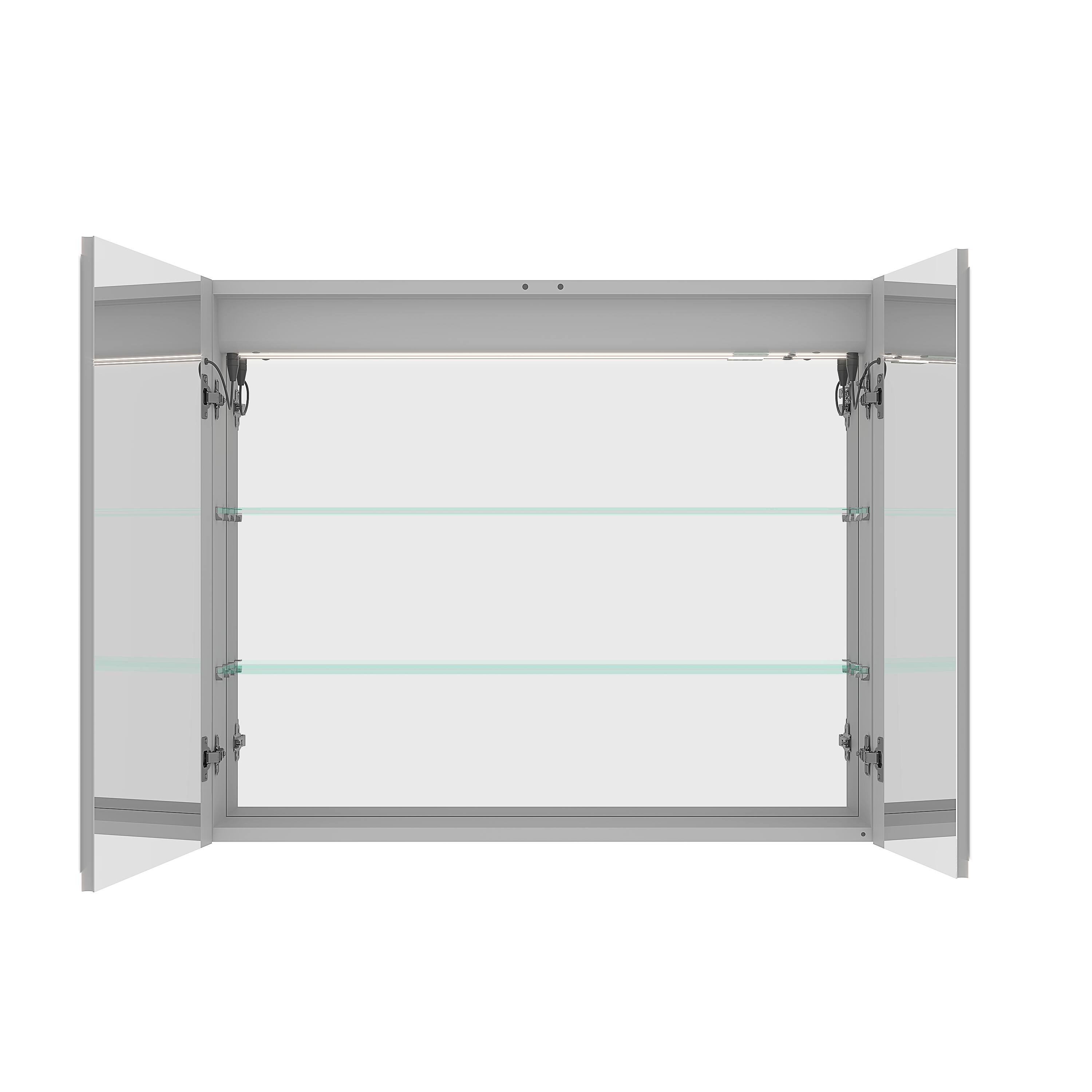 Alt View 7. Boyel Living - Bathroom Medicine Cabinet with LED Mirror Lights 36x30 Inch Double Door with Defogger USB Clock - Silver.