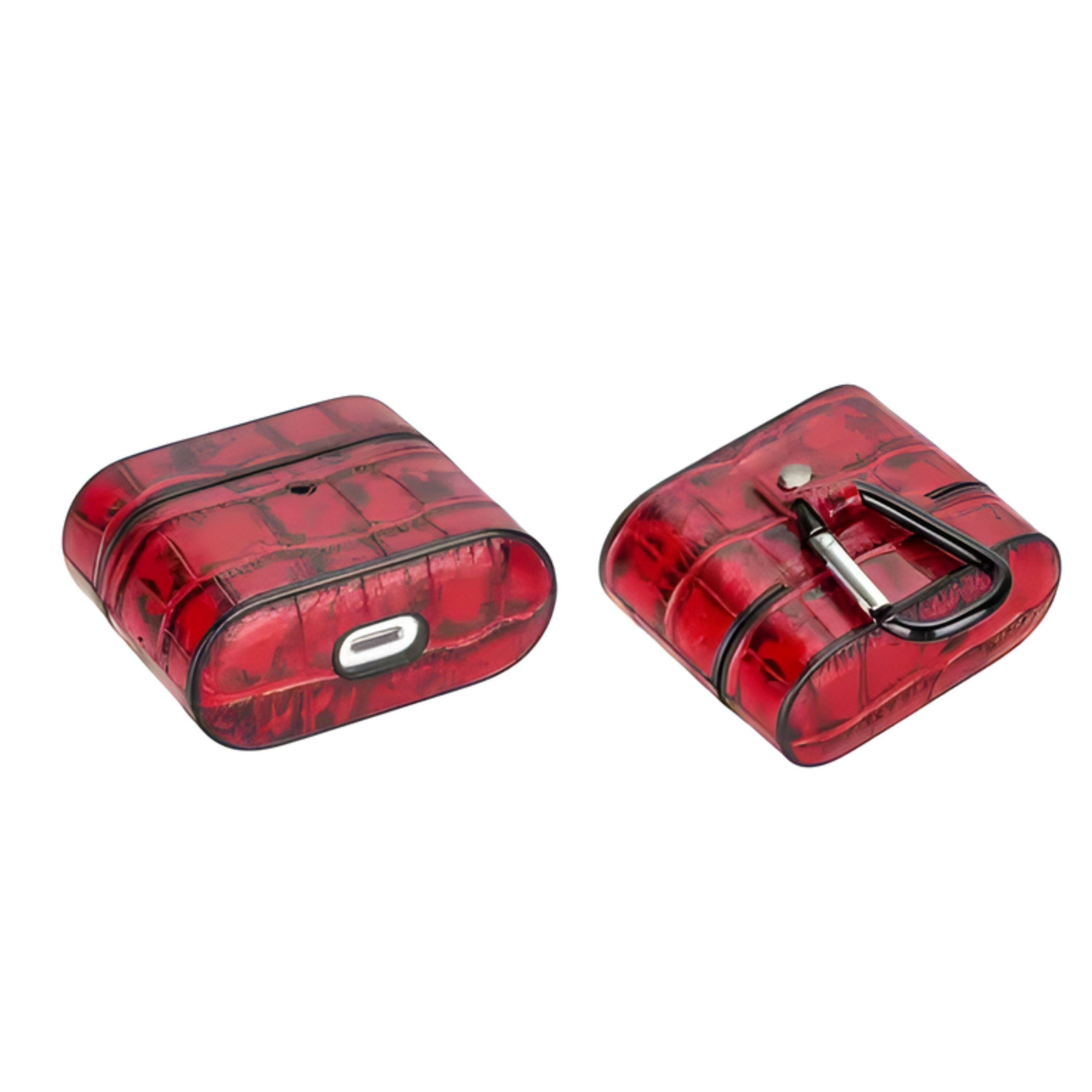 Left. Kitcheniva - Leather Case For Apple AirPods 3 Red - Red.