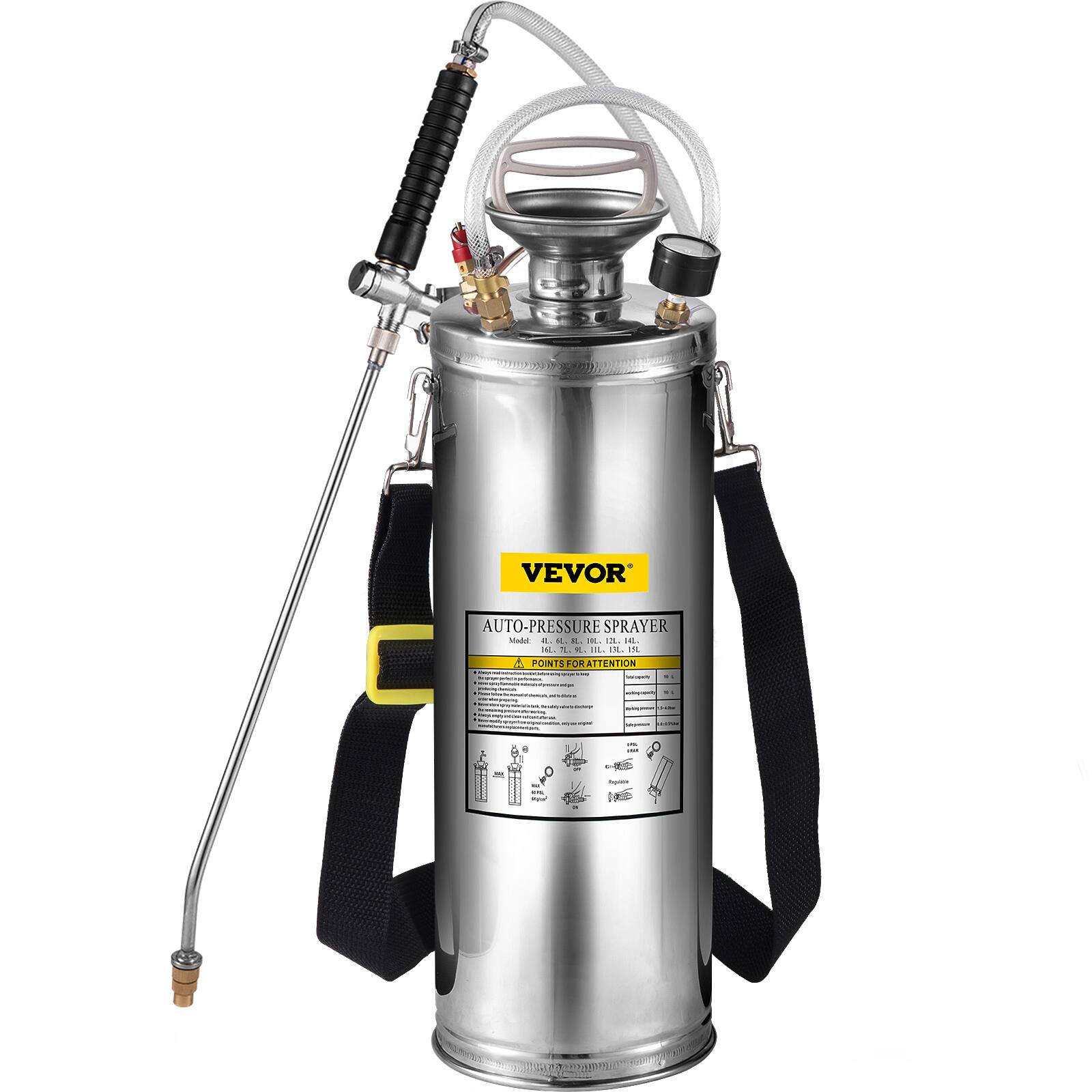 VEVOR AUTO-PRESSURE SPRAYER  
Model: 4.  
PO 10  
POINTS FOR ATTENTION