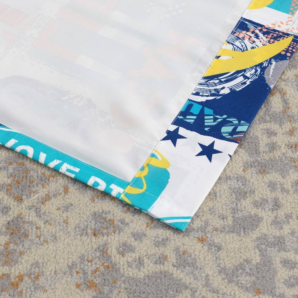 Left. Greenland Home Fashions - Greenland Home Fashion Bedroom Living Room Darkening Wave Rider Curtain Panel Set - Blue 84x84" - Blue.