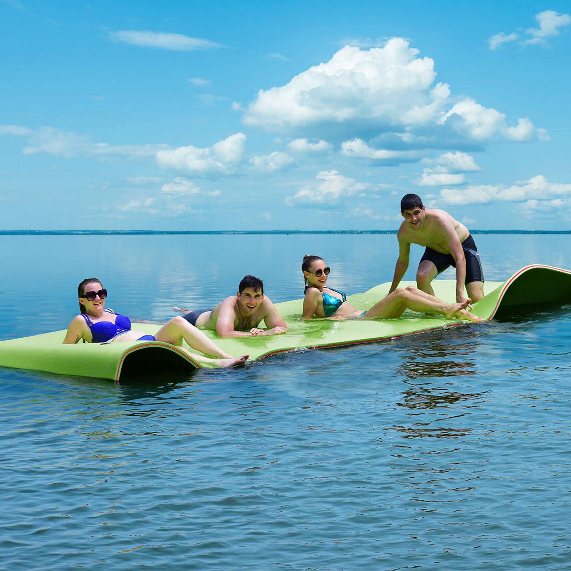 Alt View 1. Costway - Costway 3-Layer Floating Water Pad 12' x 6' Floating Oasis Foam Mat - Green.