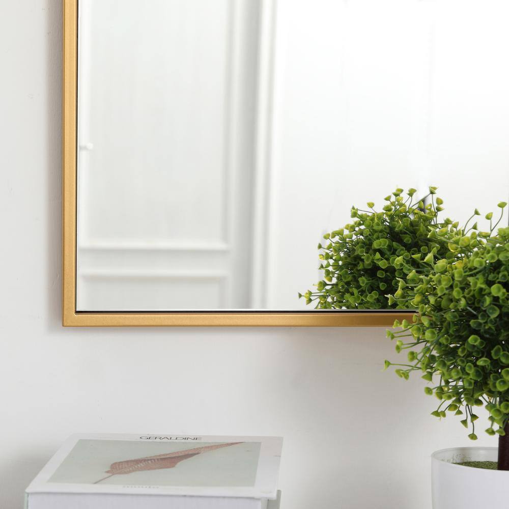 Alt View 6. Elegant Decor - Metal frame rectangle mirror 14 inch in Brass - Brass.