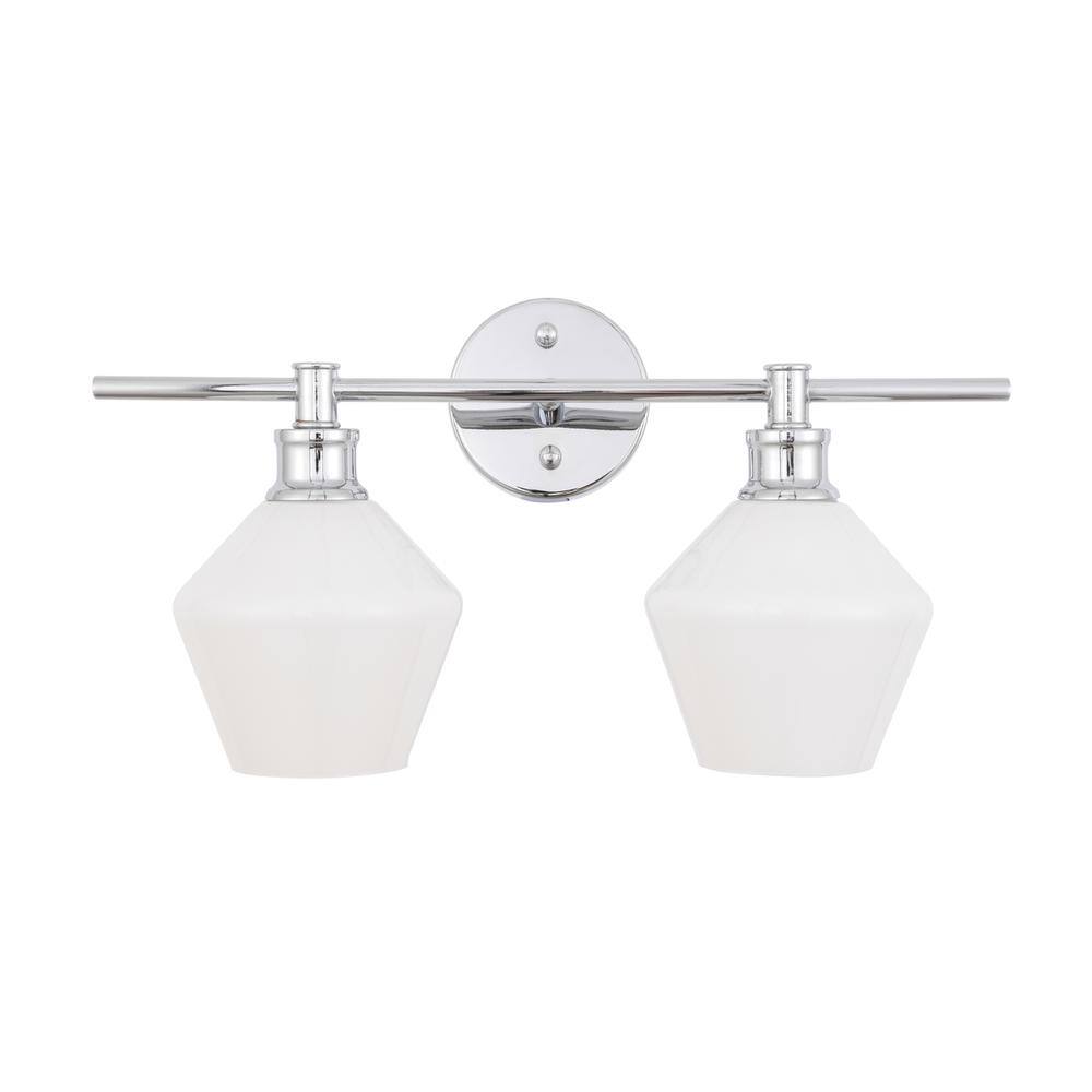 Alt View 1. Living District - Gene 2 light Chrome and Frosted white glass Wall sconce - Chrome And Frosted White Glass.