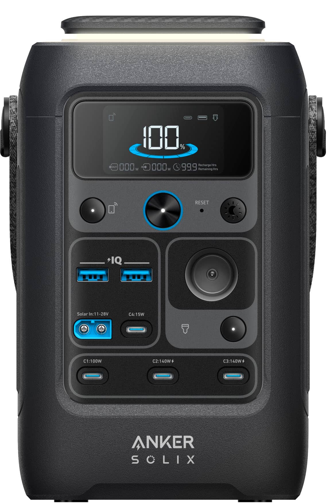 100% - -. : 000 000. - 999 - I RESET +IQ Solar Inr 11-20V C4:15W C1:100W C2:140W ANKER SOLIX