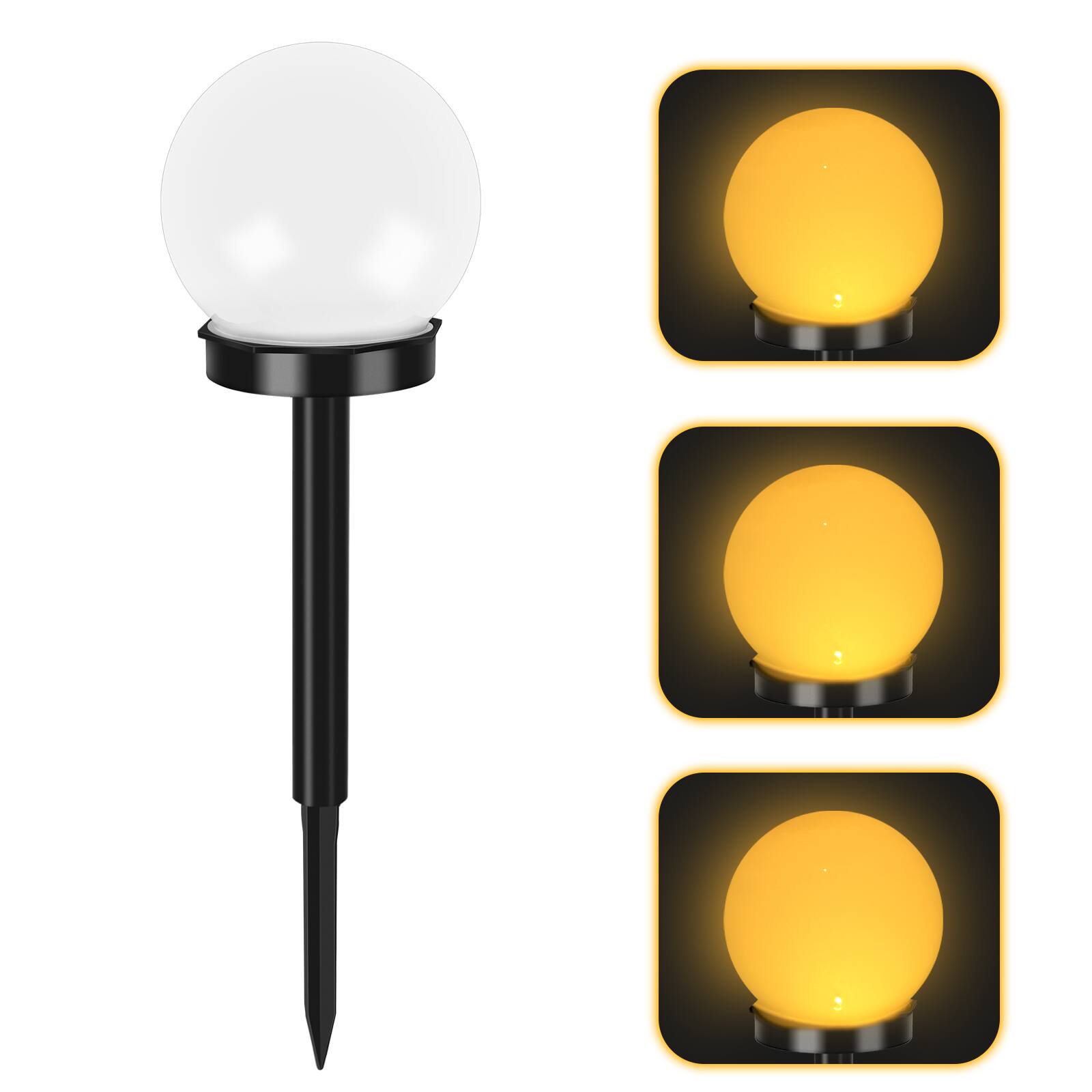 Alt View 1. Oumilen - 4-Pack Solar Globe Stake Lights 3.94In Warm White LED Outdoor Garden Ball Lights.