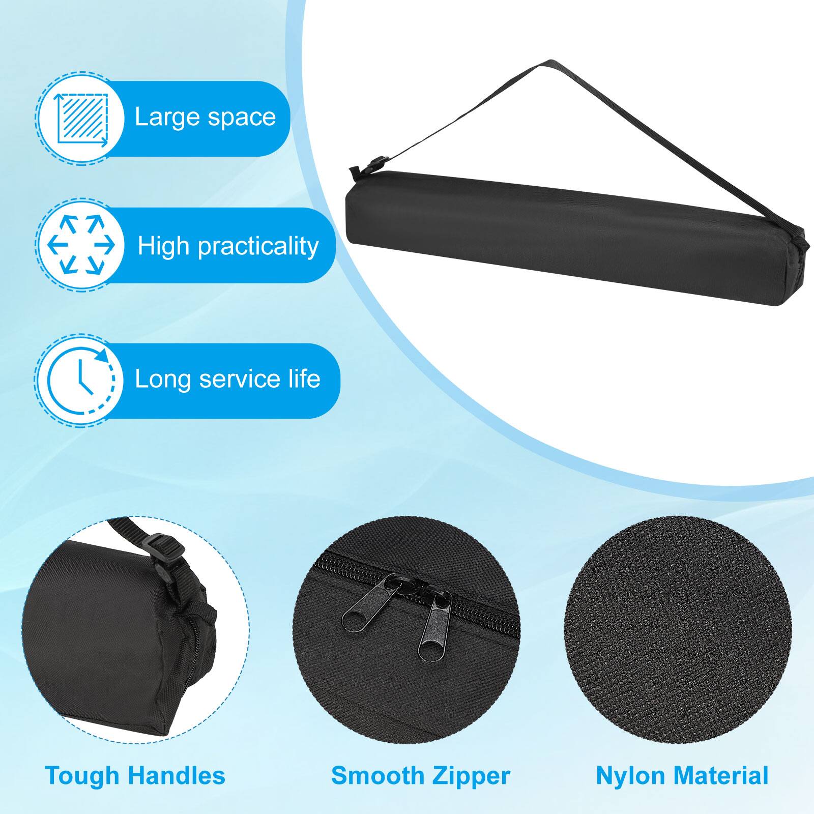 - Large space
- High practicality
- Long service life
- Tough Handles
- Smooth Zipper
- Nylon Material