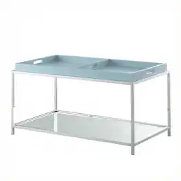 FurniFact - Coffee Table with Chrome Frame and Modern Style Accent - SEA FOAM