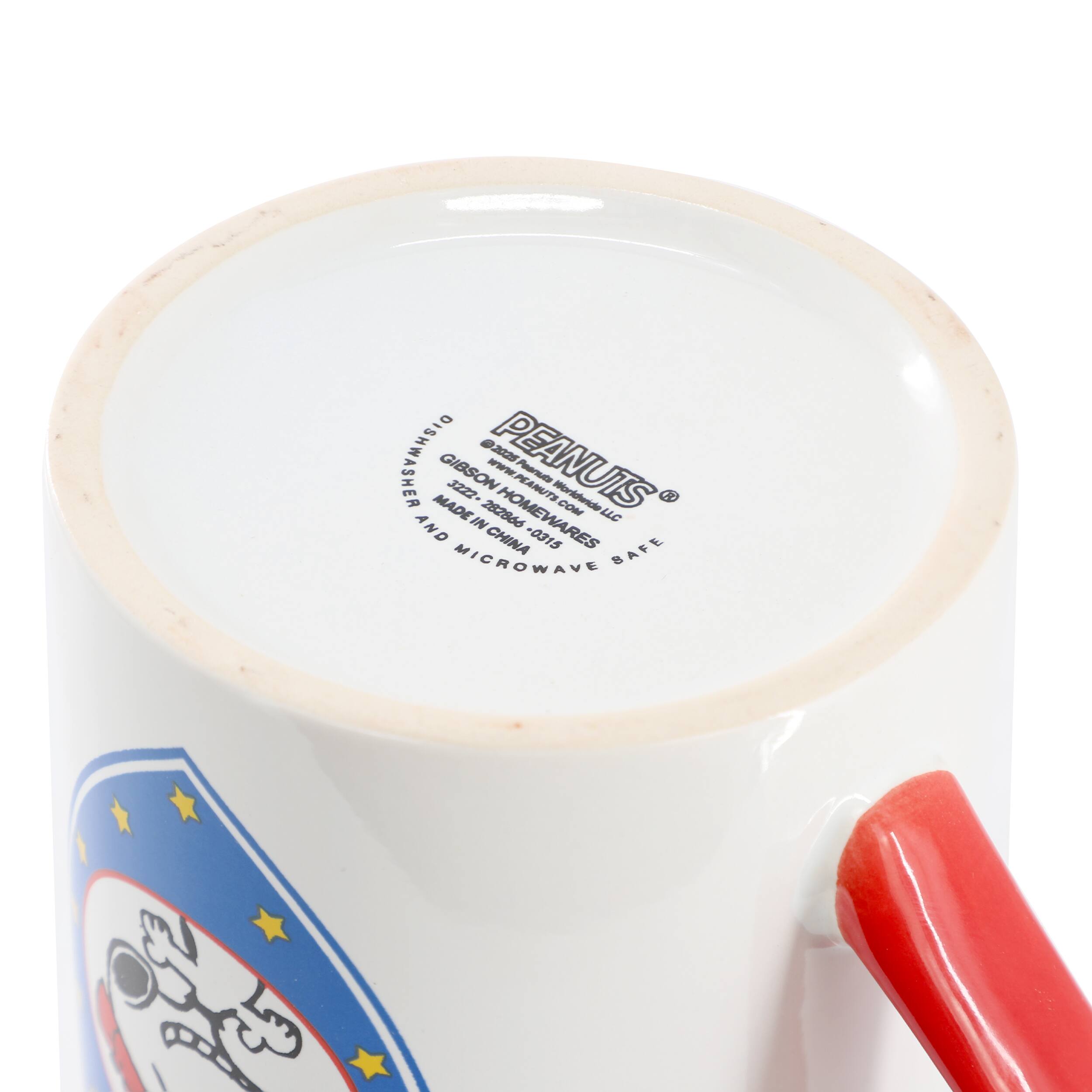 Sure, here is the corrected and grouped text from the image:

---

**PEANUTS®**  
©2022 Peanuts Worldwide LLC  
GIBSON HOMEWARES, LLC  
2222 HOMESIDE DR  
AND CHINA  
MADE IN CHINA  
MICROWAVE SAFE  

---

**www.Peanuts.com**  
**282866**