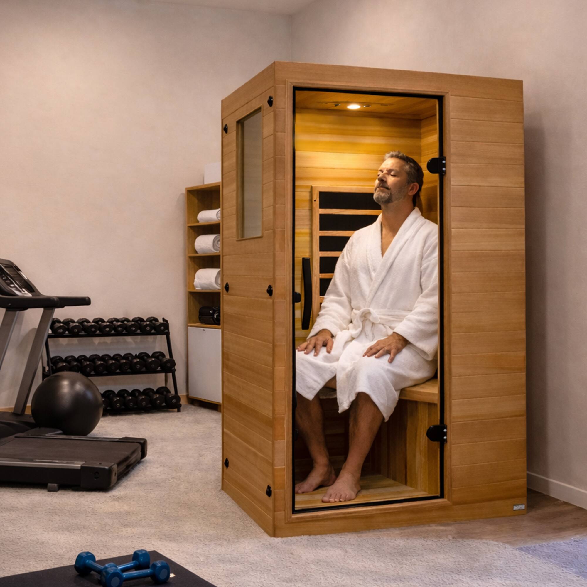 Alt View 8. Dynamic Saunas - Dynamic Saunas Elite 1 Person Compact Ultra Low EMF FAR Infrared Home Sauna - Natural.