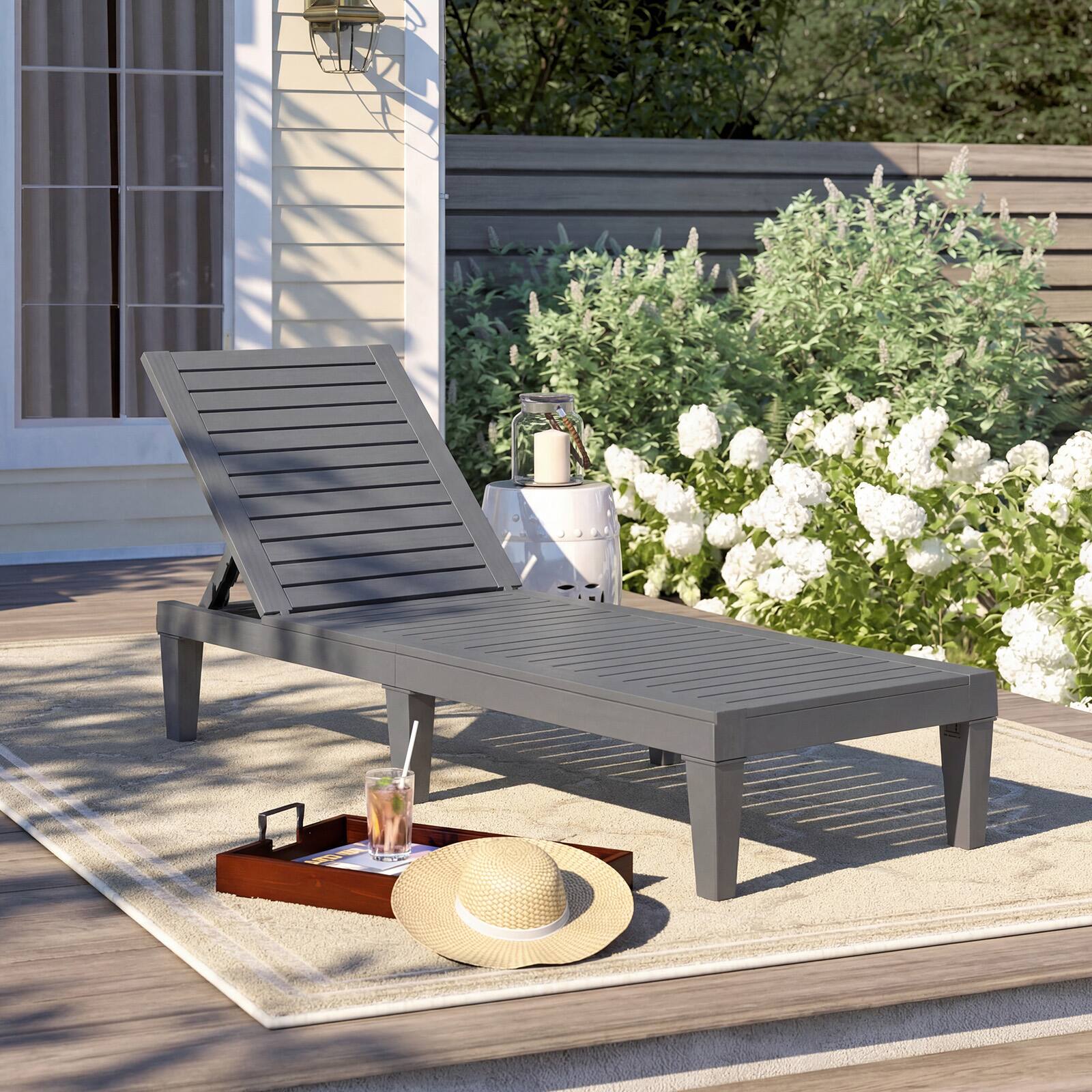 Alt View 1. Gymax - Gymax Patiojoy Lounge Chair Chaise Recliner Weather Resistant Adjustable Outdoor Gray - Grey.