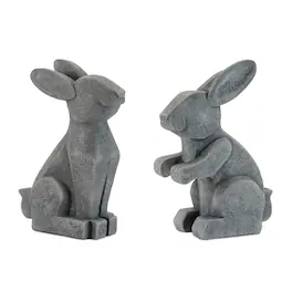 BreeBe - Modern Sitting Bunny Figurine (Set of 6) - Gray