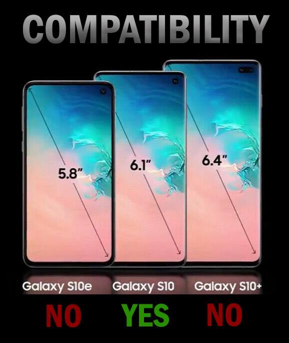 COMPATIBILITY

5.8" Galaxy S10e NO

6.1" Galaxy S10 YES

6.4" Galaxy S10+ NO