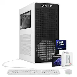 HP - OMEN 16L Gaming Desktop PC, Intel Ultra 7 265F, NVIDIA GeForce RTX 5060 Ti, Windows 11 Pro, 64GB, 2TB SSD - Snow white metal