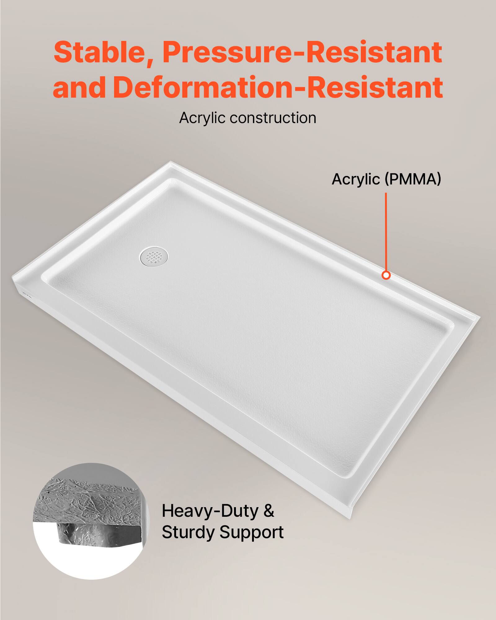 Stable, Pressure-Resistant and Deformation-Resistant Acrylic construction

Acrylic (PMMA)

Heavy-Duty & Sturdy Support