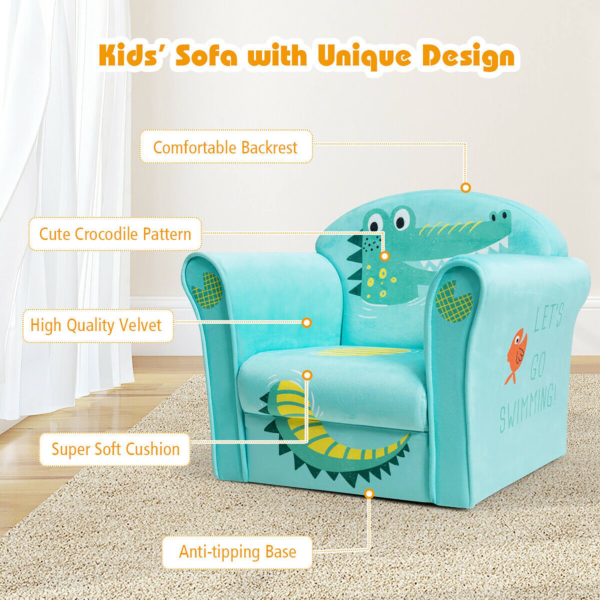 Kids' Sofa with Unique Design

- Comfortable Backrest
- Cute Crocodile Pattern
- High Quality Velvet
- Super Soft Cushion
- Anti-tipping Base

LET'S GO SWIMMING!