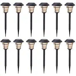 Dazzed Corner - 12-Pack Solar Pathway Lights for Patio, Yard & Driveway - Black