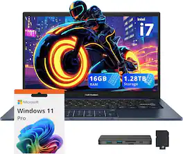ASUS - Vivobook 14" FHD Laptop,Intel i7-1355U,16GB RAM,1TB SSD+288GB Docking Station,Intel UHD Graphics,Win 11 Pro - Blue