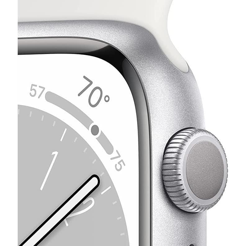 Left. Apple - Watch Series 8 Aluminum 41mm A2770 (GPS Only, No Cellular) - Silver.