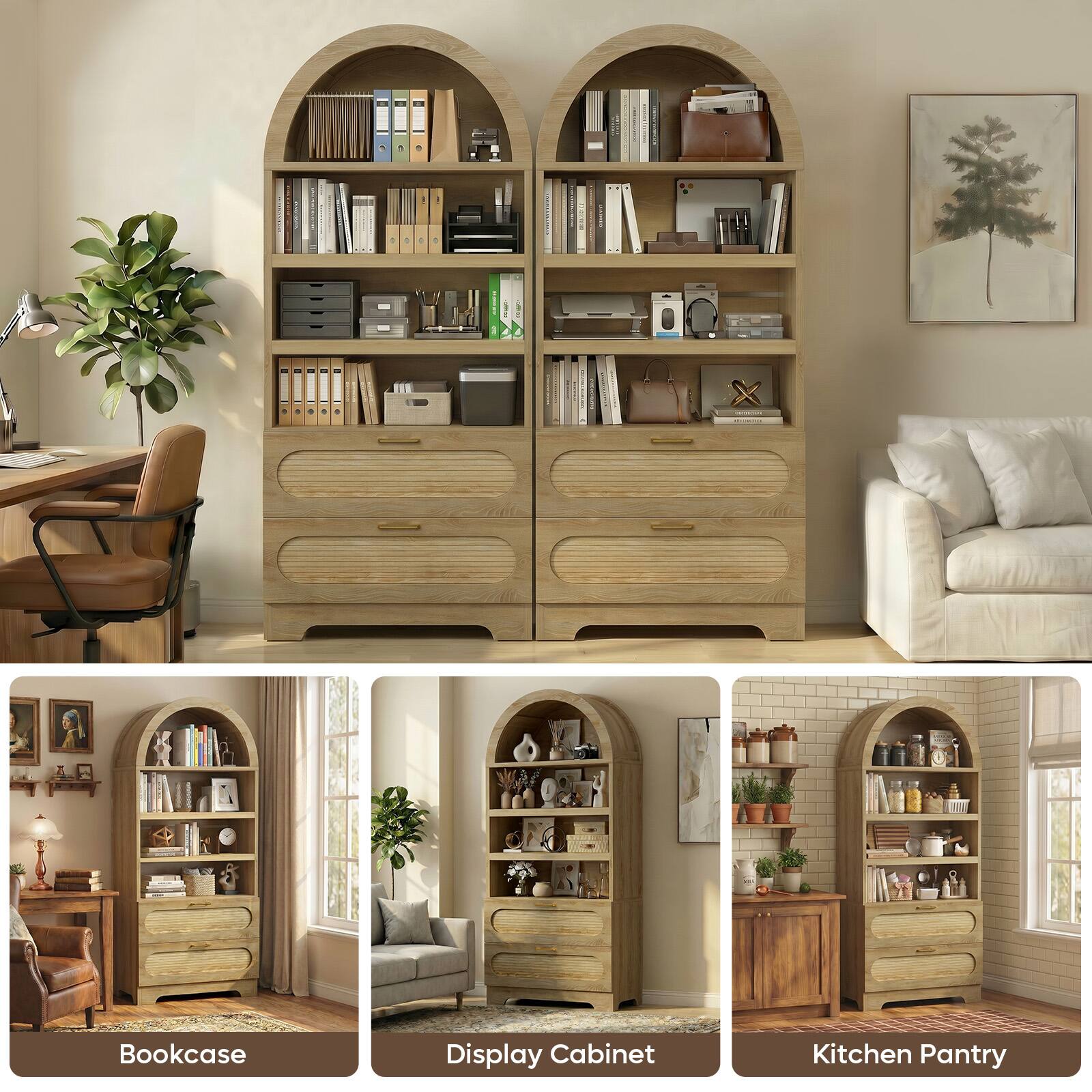 Bookcase Display Cabinet Kitchen Pantry