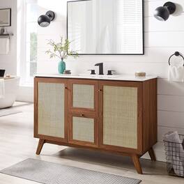 Soma Bathroom Vanity with White Basin Included by Modway - Walnut White