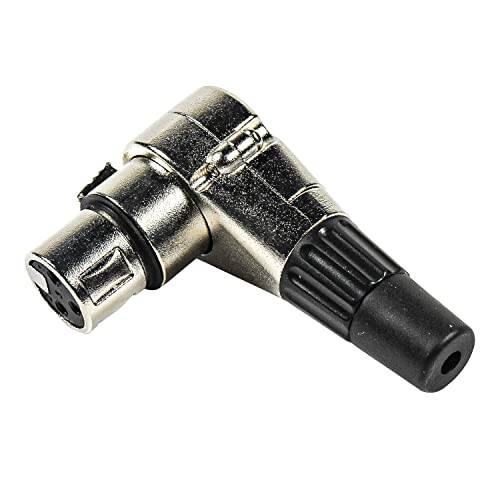 Back. HQRP - 3-Pin XLR Right Angle Female Connector - Adjustable 7-Position Mic Audio Cable Adapter - Silver.