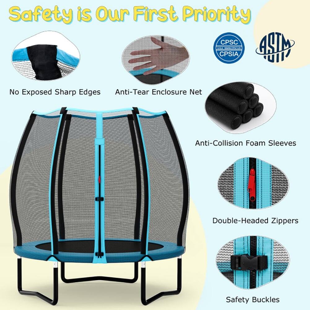Safety is Our First Priority

- No Exposed Sharp Edges
- Anti-Tear Enclosure Net
- Anti-Collision Foam Sleeves
- Double-Headed Zippers
- Safety Buckles

CPSC TM USA - CPSIA
ASTM