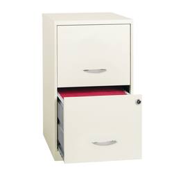 Space Solutions - 18" Deep 2 Drawer Letter Width Vertical File Cabinet - Pearl White