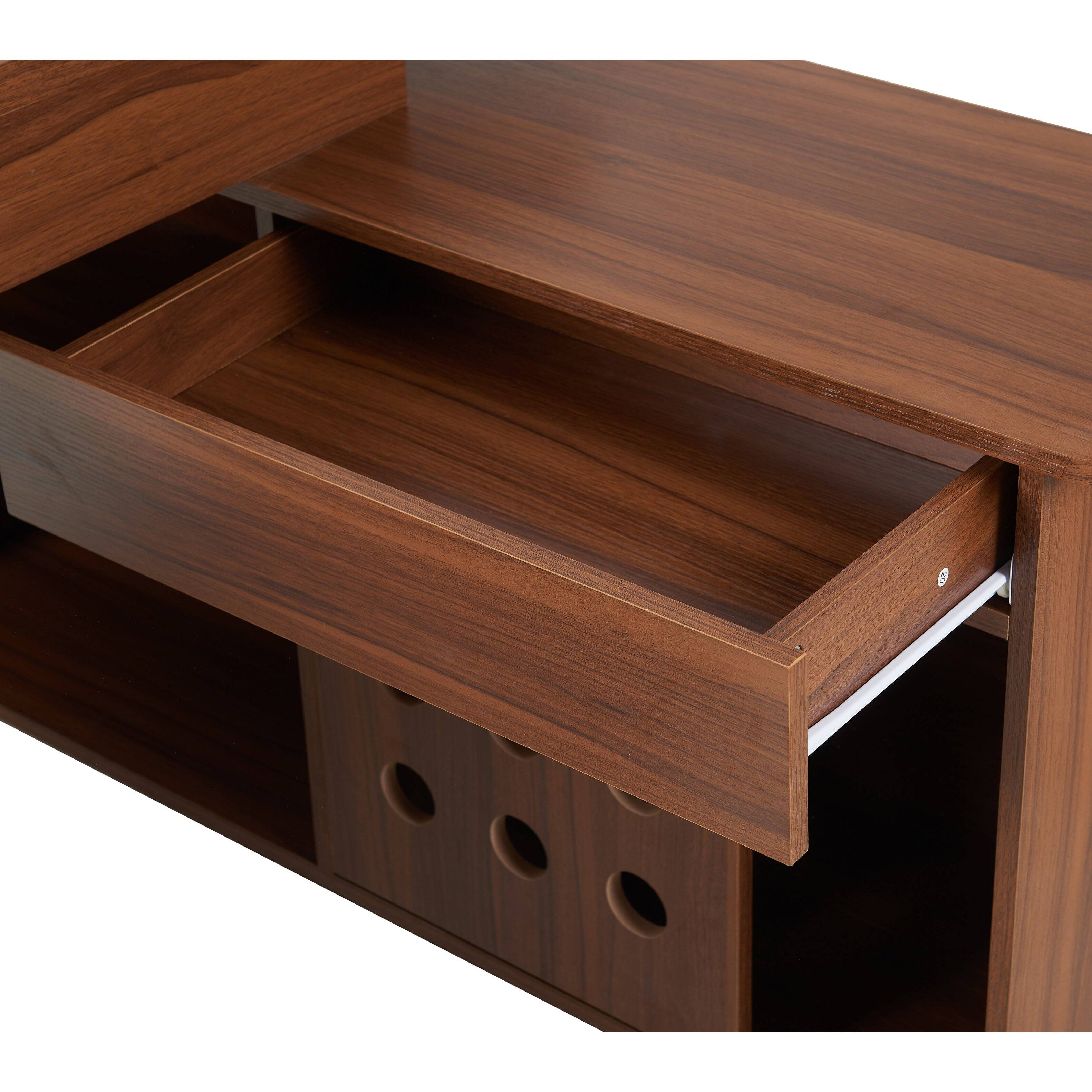 Alt View 8. GOODSILO - 55.1"" L-Shaped Executive Desk with Height Adjustment, Storage Drawers & Cabinet - Walnut.
