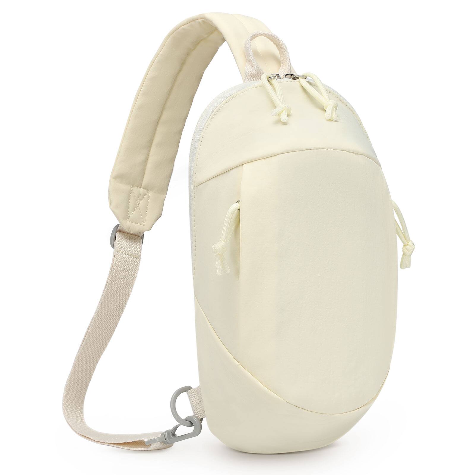 Front. Unique Bargains - Small Sling Bag with RFID Blocking Mini Fanny Pack Convertible Crossbody Anti Theft Chest Bag for Travel Hiking - Beige.