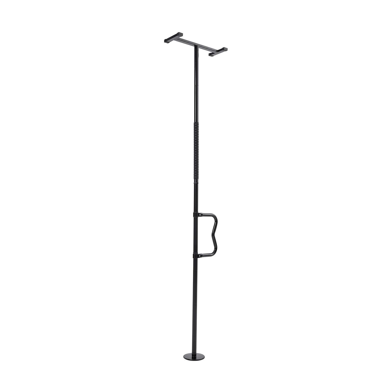 Alt View 5. VEVOR - Floor-to-Ceiling Transfer Pole, Tension Mounted Bathroom Grab Bar with Anti-Slip Curve Handle, 300 Lbs Capacity - Black.