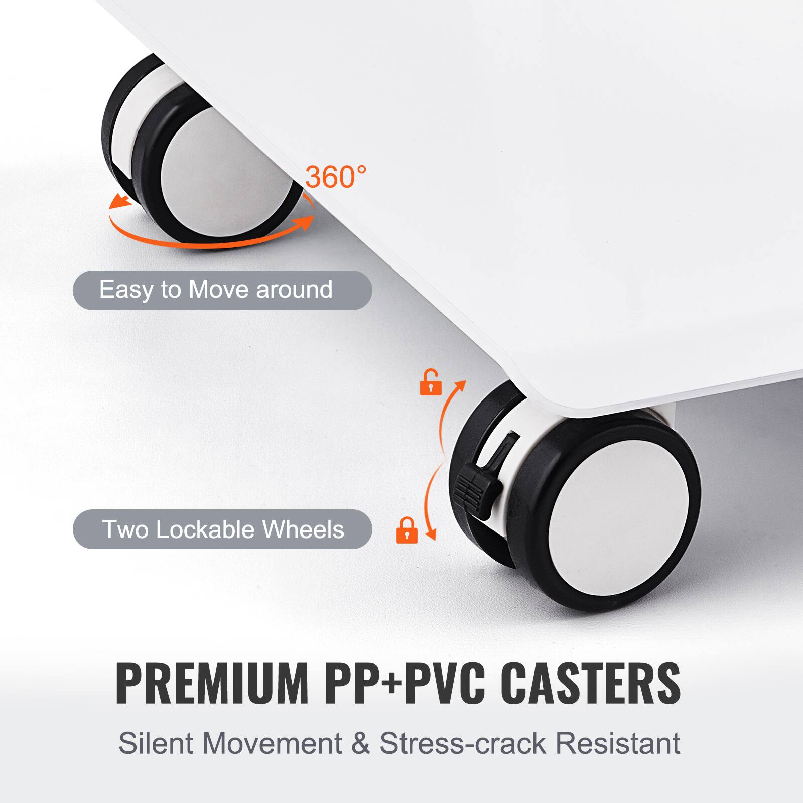 1 Two Lockable Wheels, 1 PREMIUM PP+PVC CASTERS, Silent Movement & Stress-crack Resistant, 1 360° Easy to Move around
