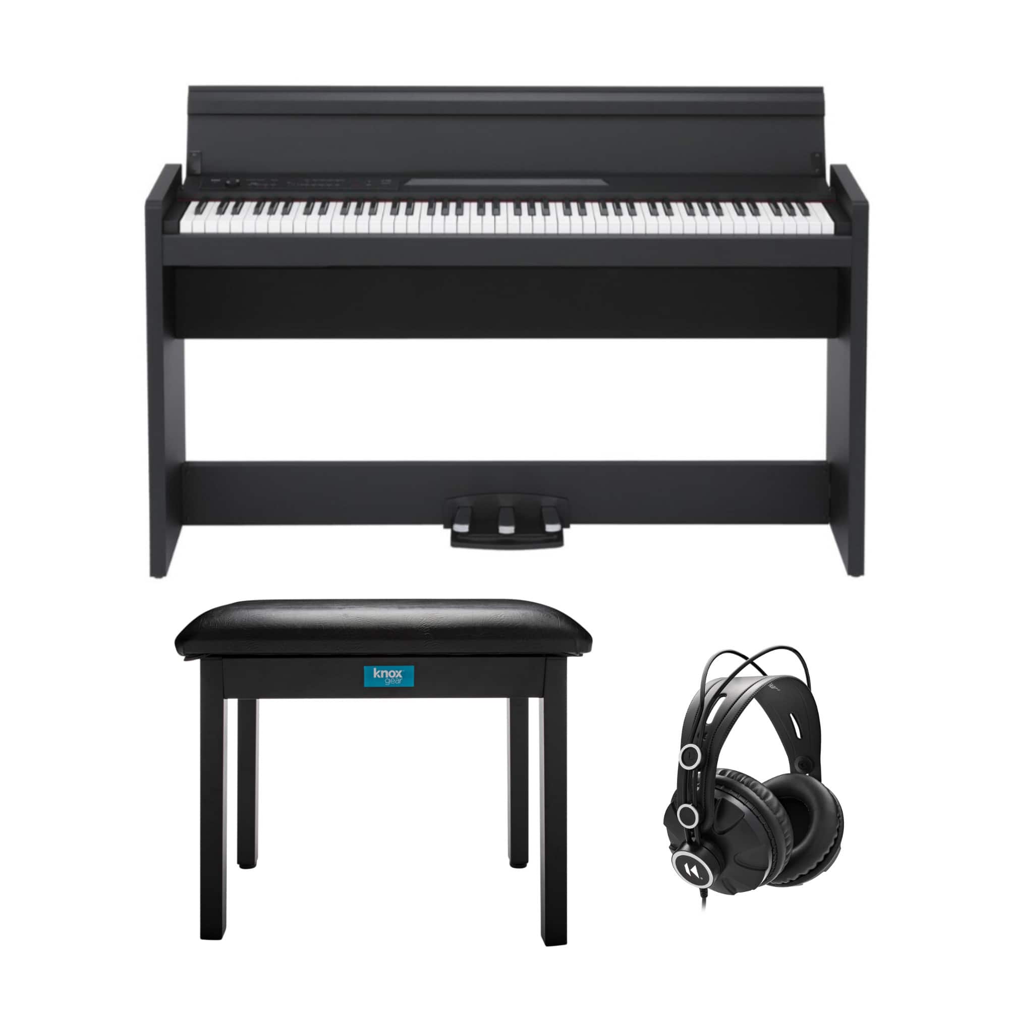Korg - LP-380 U 88-Key Digital Piano (Black) with Flip-Top Bench and Headphones