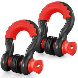 VEVOR - 3/4" D-Ring Shackle, 2 Pack Alloy Steel Shackles 62832 lbs (28.5 Ton) Break Strength with 7/8" Screw Pin - Black,Red