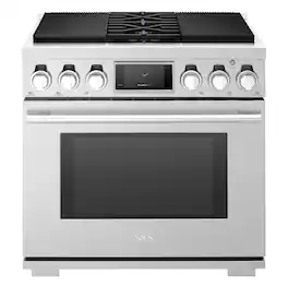 SKS - Pro 36-inch 6.3 Cu. Ft. Freestanding Smart Dual-Fuel Range with Sous Vide and Induction, 2 Burners - Stainless Steel
