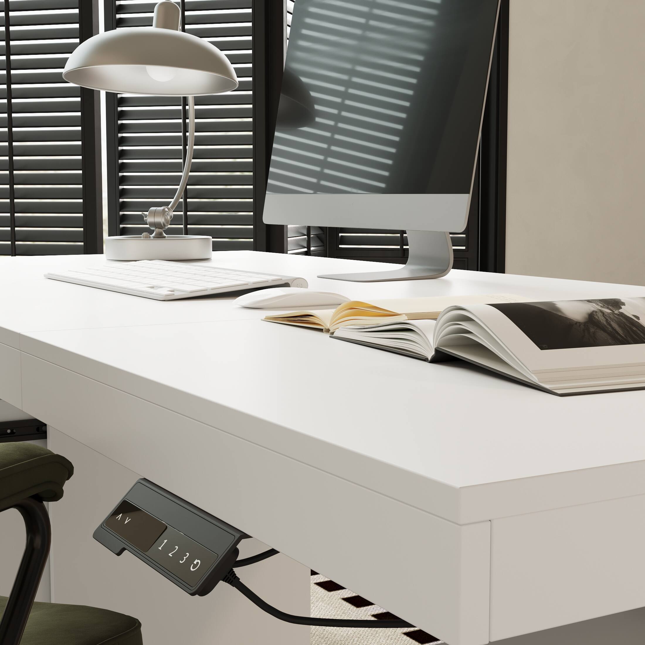 Alt View 8. FUFU & GAGA - Electric Standing Desk with Storage Drawer & Cabinet – 3 Memory Presets, 70.9" Sit Stand Workstation for Home Office - White.