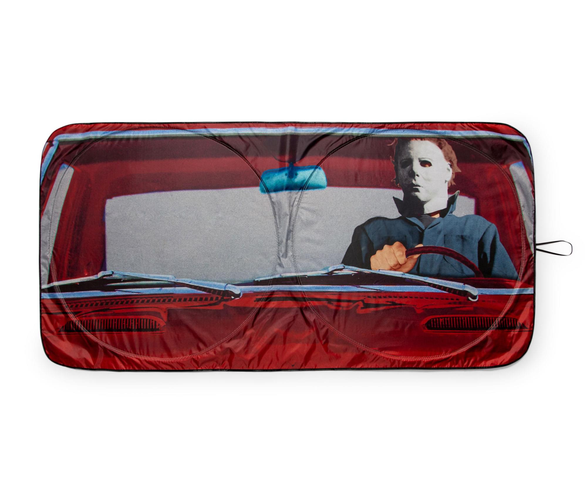 Front. Surreal Entertainment - Halloween Michael Myers Sunshade for Car Windshield | 64 x 32 Inches - Blue.