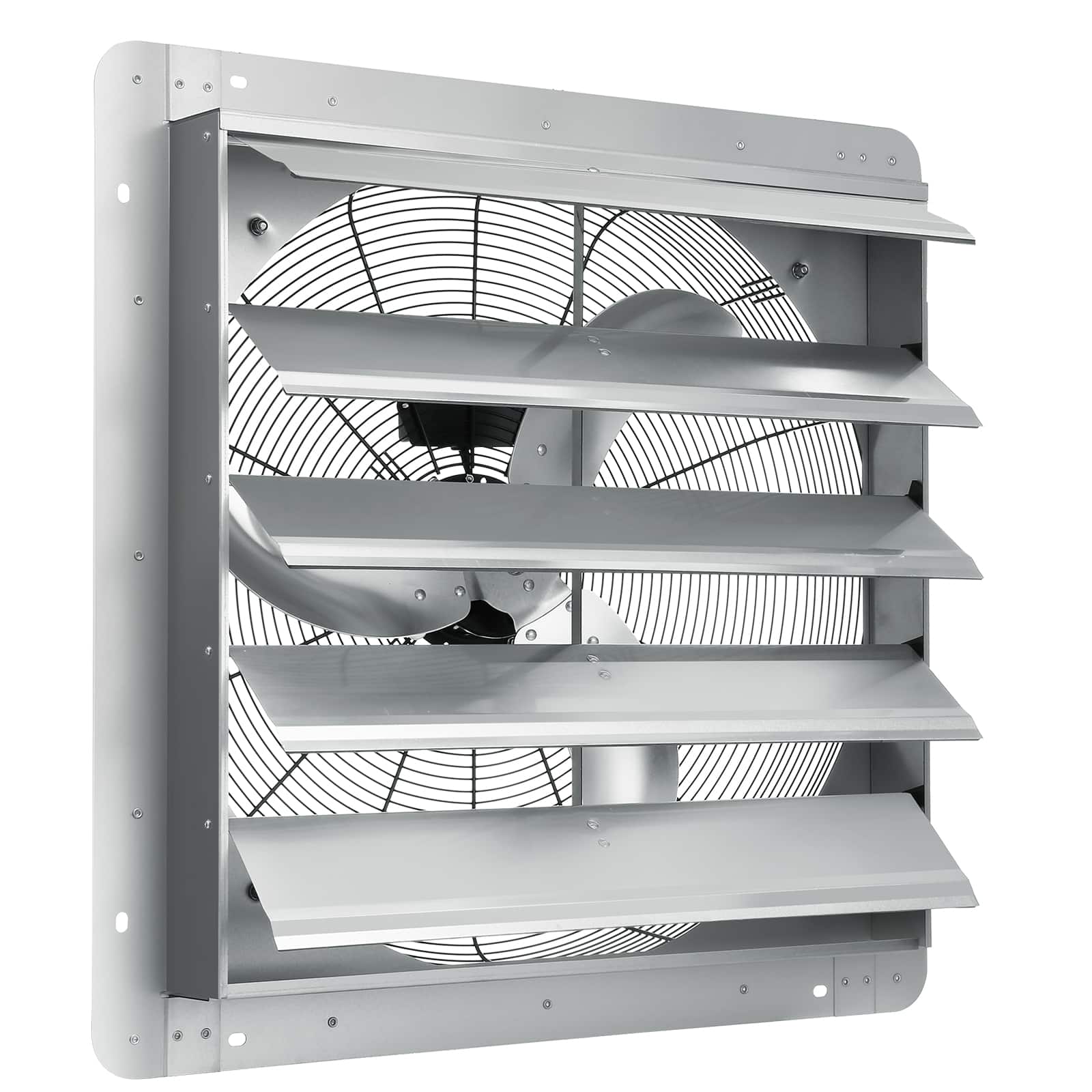 VEVOR - 24'' Shutter Exhaust Fan, High-speed 3320 CFM, Aluminum Wall Mount Attic Fan with AC-motor, Ventilation and Cooling - Silver