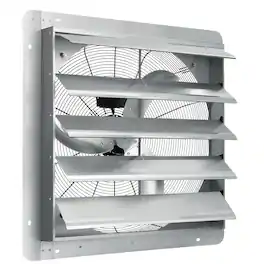 VEVOR - 24'' Shutter Exhaust Fan, High-speed 3320 CFM, Aluminum Wall Mount Attic Fan with AC-motor, Ventilation and Cooling - Silver