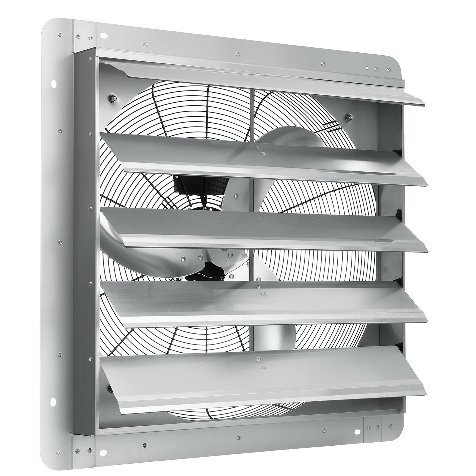 Front. VEVOR - 24'' Shutter Exhaust Fan, High-speed 3320 CFM, Aluminum Wall Mount Attic Fan with AC-motor, Ventilation and Cooling - Silver.