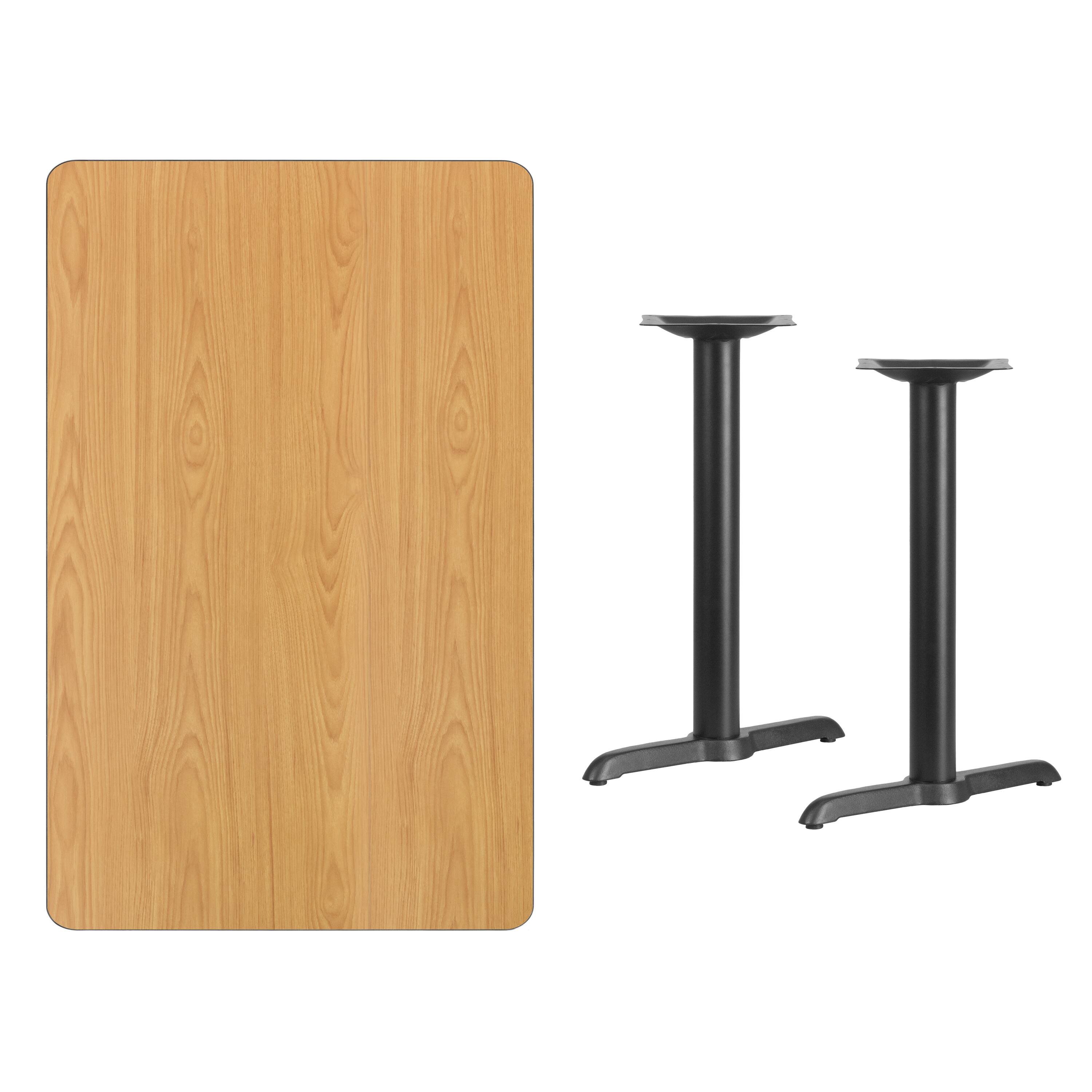Alt View 2. Emma + Oliver - 30"x48" Rectangular Laminate Table with 5"x22" Table Height Bases - Natural.