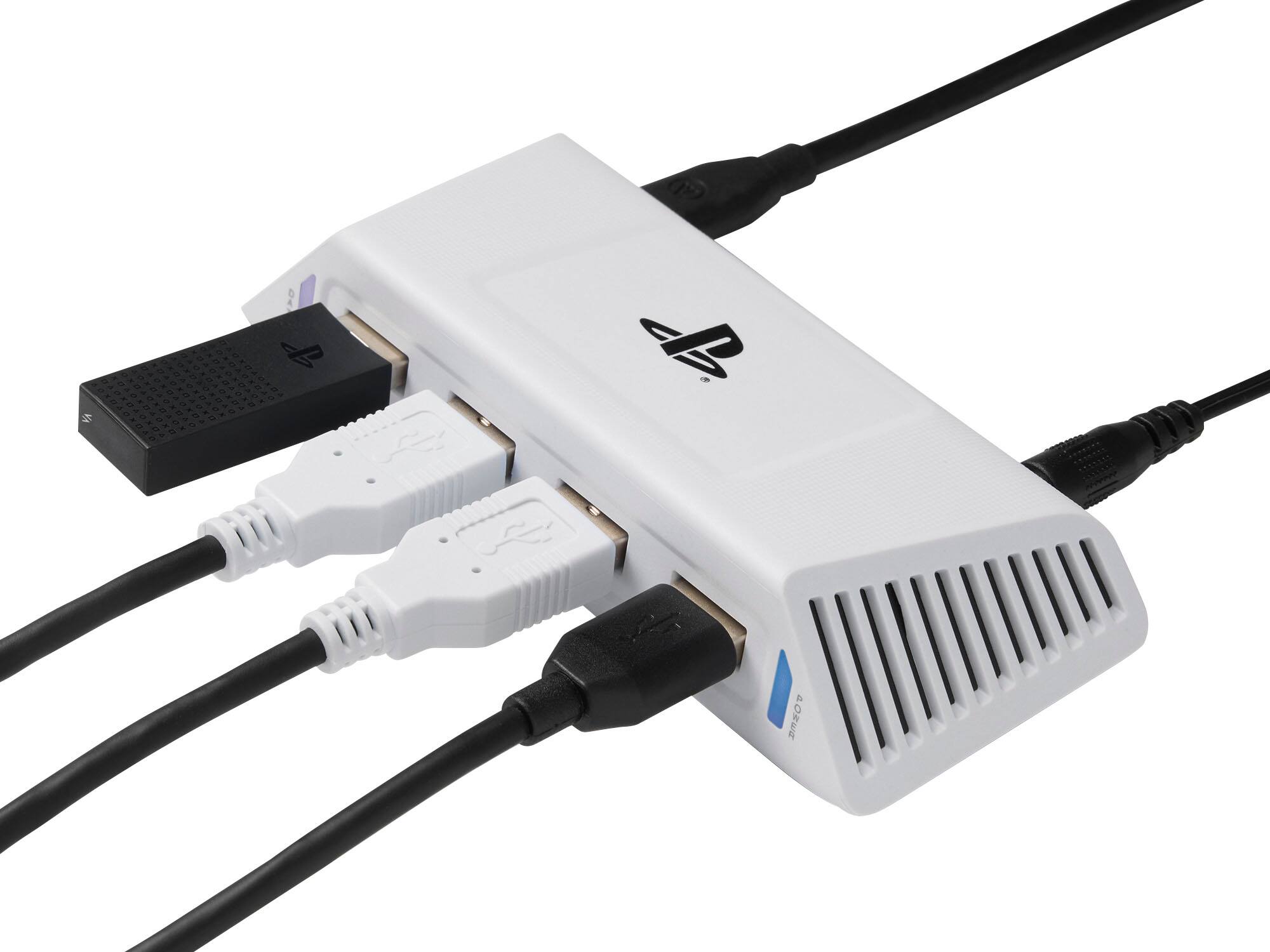 Left. PowerA - PowerA 4-Port USB 5Gbps Hub Adapter for PlayStation5 - White.