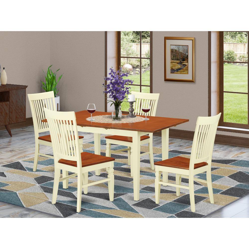 Back. East West Furniture - Dining Room Set Buttermilk & Cherry - Brown.