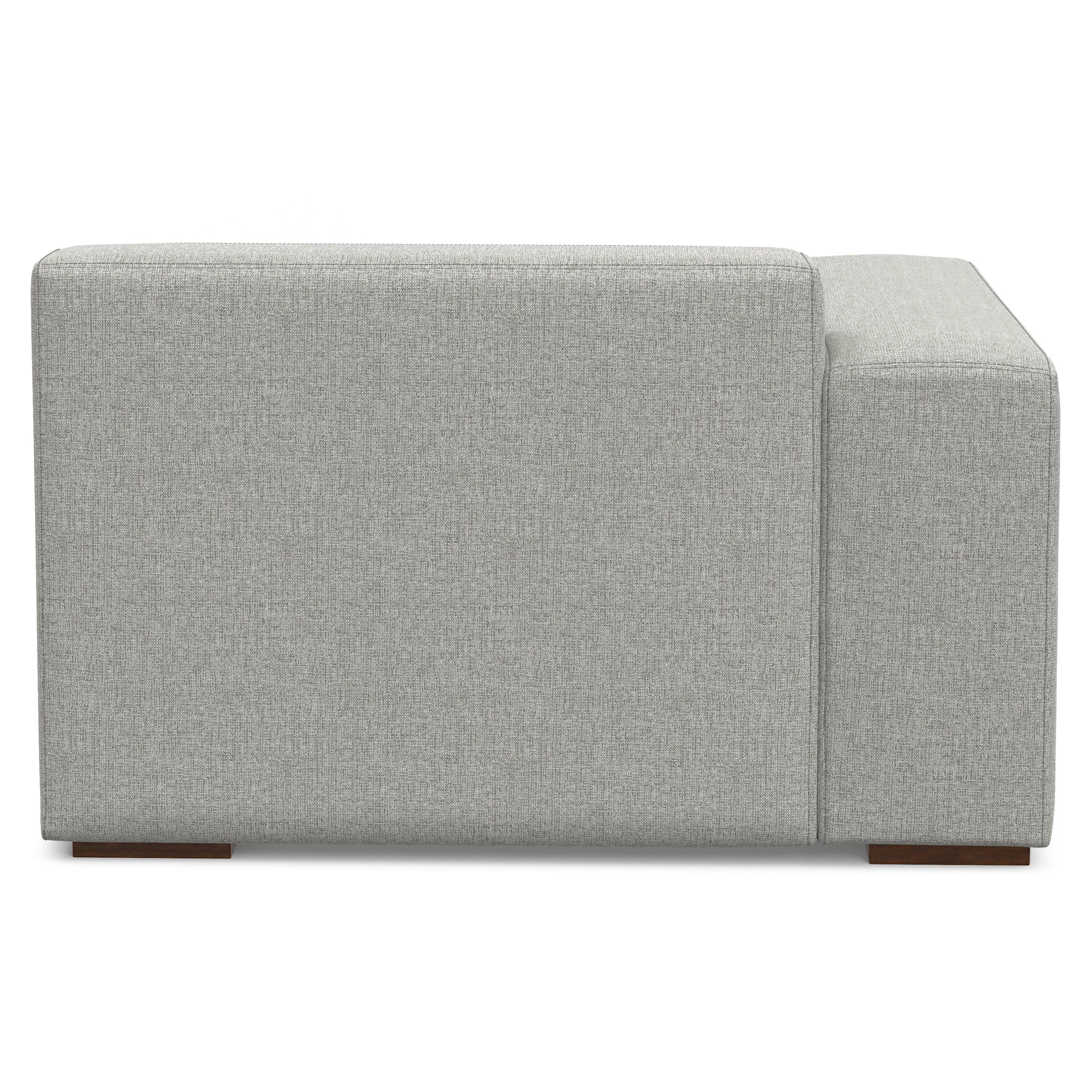 Back. Simpli Home - Rex Left-Arm Sofa Module in Tightly Woven Performance Fabric - Pale Grey.